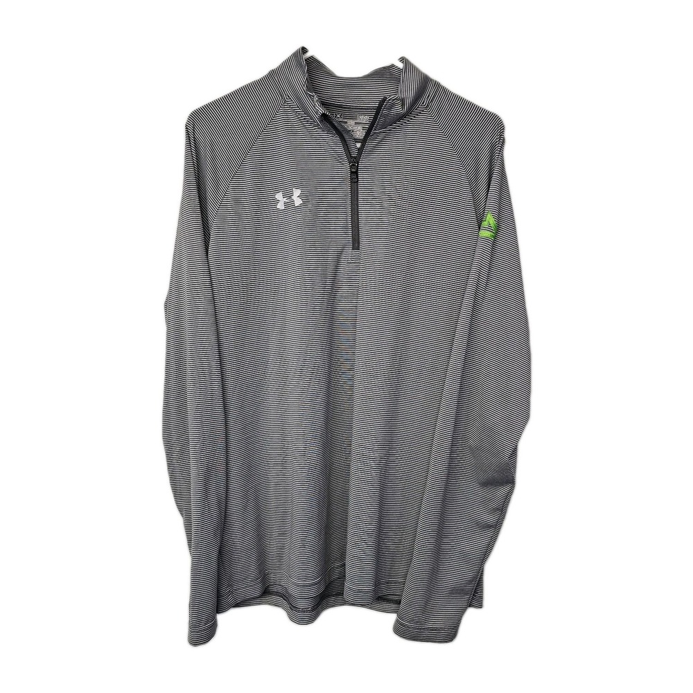 Under Armour Mens Large Loose Fit Heat Gear 1/4 Zip Pullover Gray Stripes